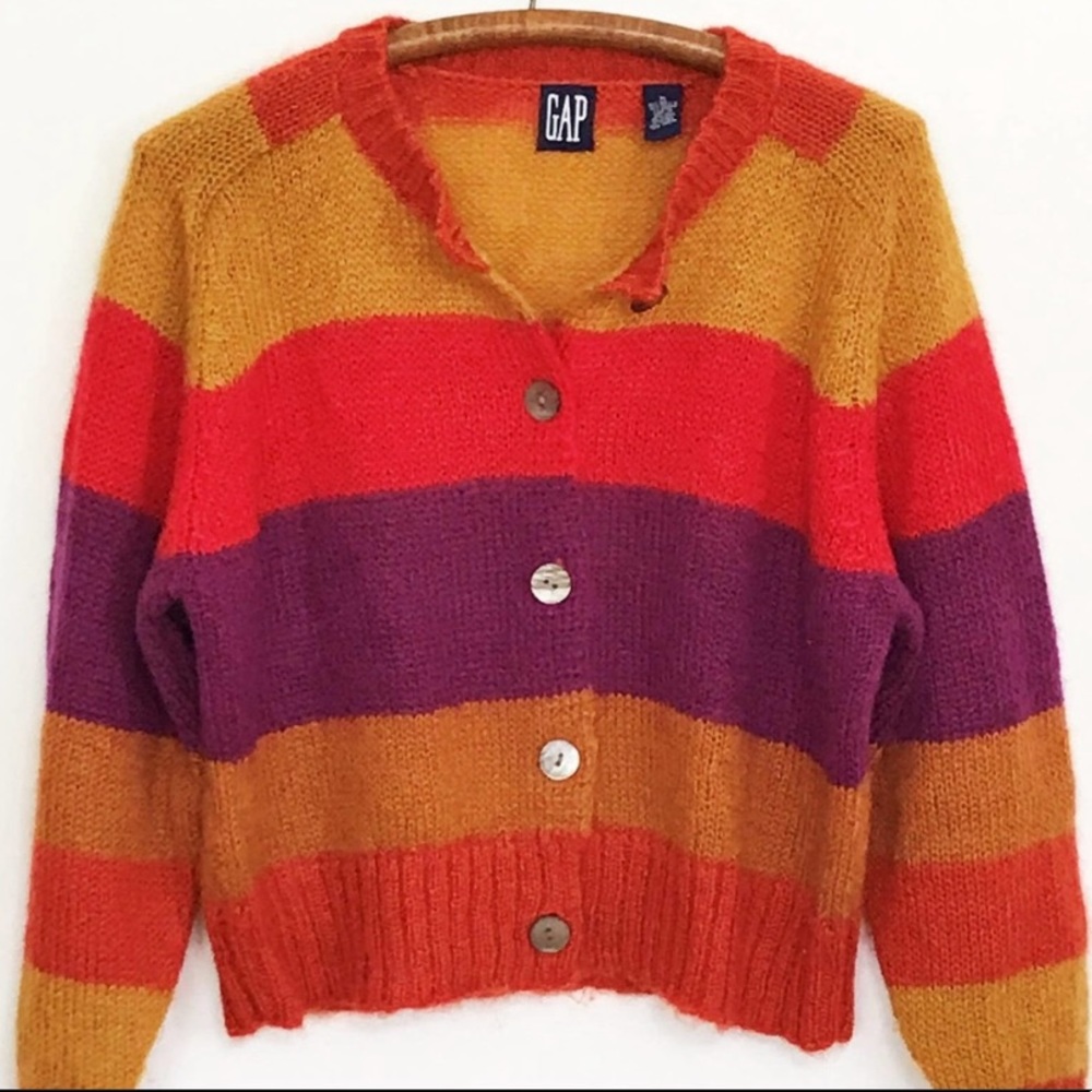 Gap Grunge Color Block Striped Cardigan
